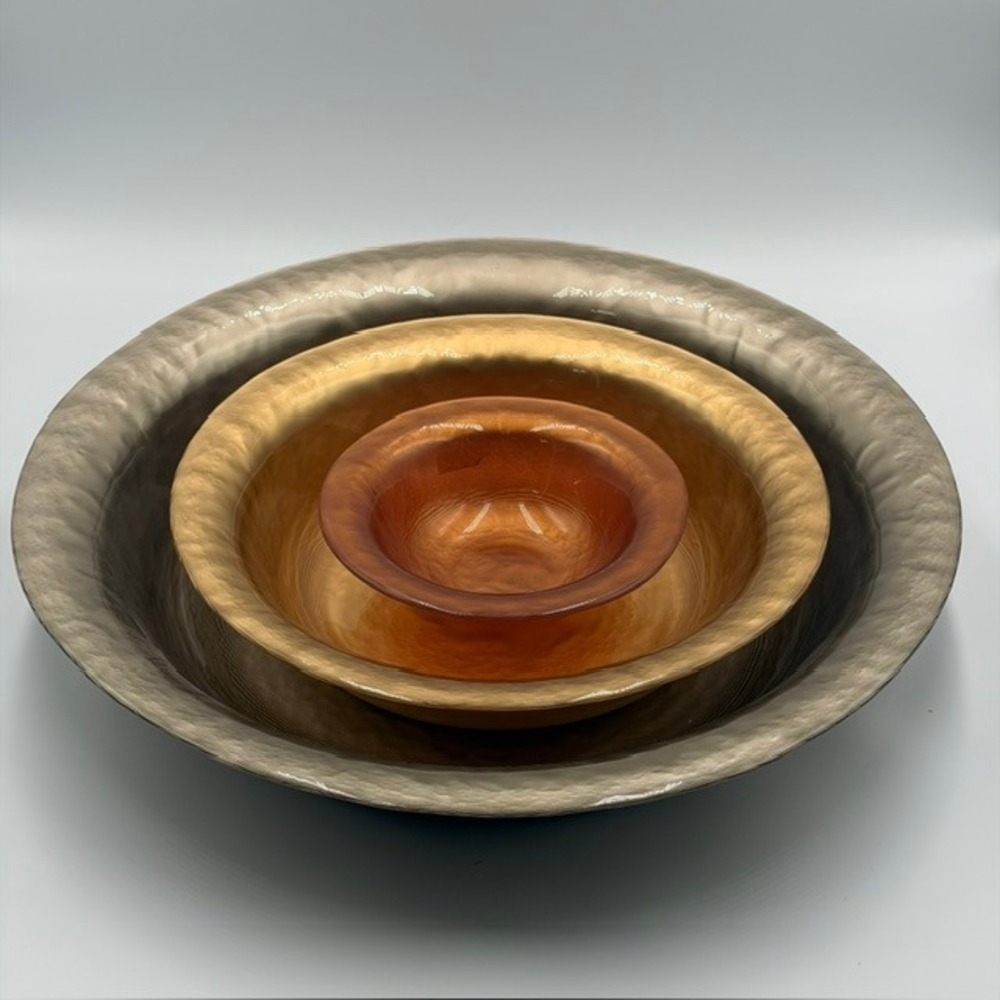 Southern Living at Home Glass Nesting Bowls Set of 3 Champagne Gold Amber German